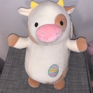 14 inch Drella the Cow HugMee Squishmallow with Easter tags